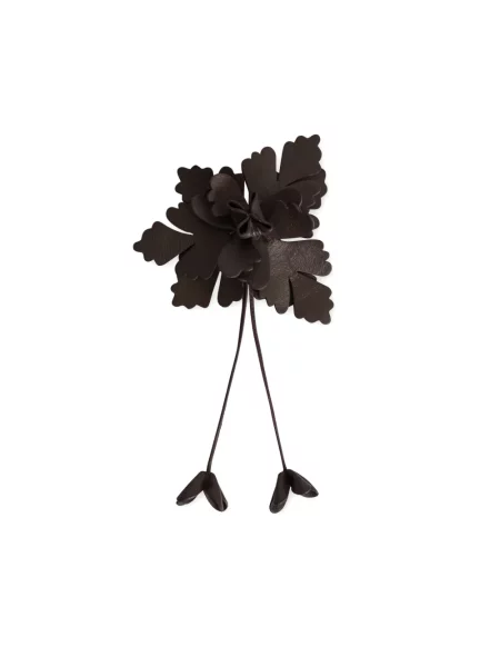 Brosa Alberta Ferretti din piele cu model floral maro