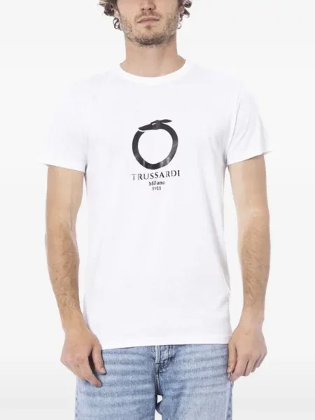 Tricou Trussardi cu imagine cu decolteu rotund alb