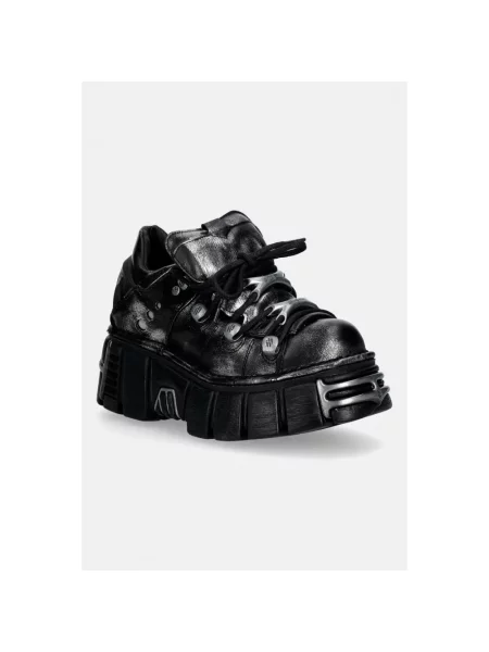 New Rock sneakersy skórzane BOX PLANE TOWER NEGRO ACERO + lateral + pu szare