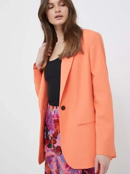 Сако с вълна Joop! с едно копче с изчистен дизайн оранжево