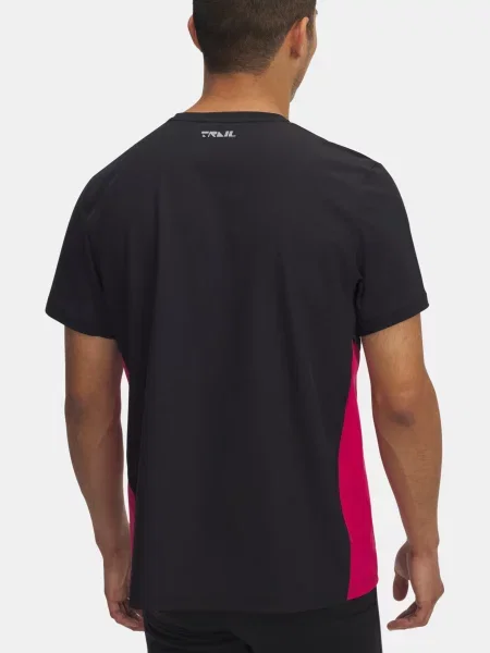 Pánske bežecké tričko Under Armour Trail Run Zip black/shaded fuchsia/reflective čierna