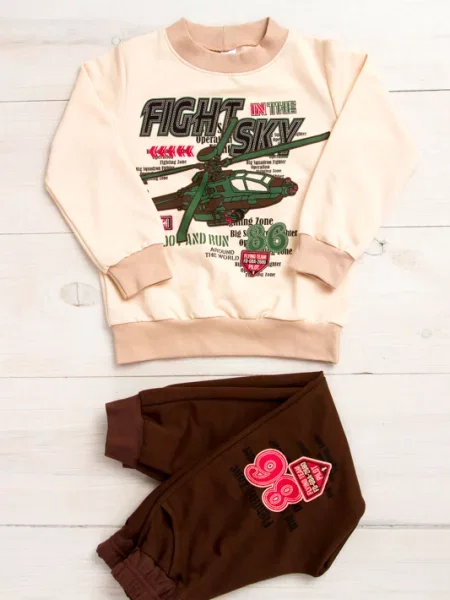 Дитячий Спортивний костюм Носи своє бавовна/поліестер коричневий