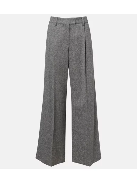 Pantaloni Brunello Cucinelli de lână cu model herringbone gri