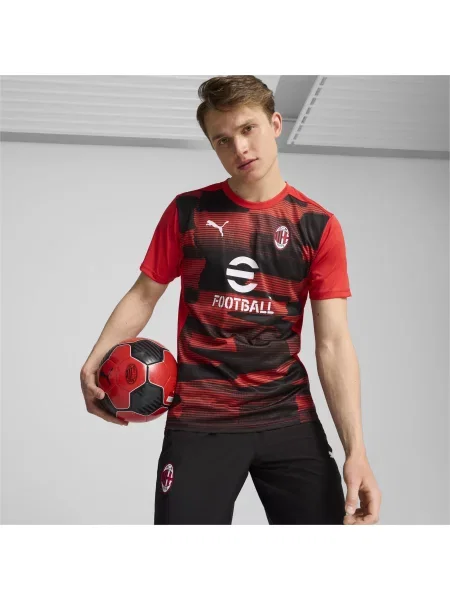 Koszulka przedmeczowa z krótkim rękawem AC Milan PUMA czarna