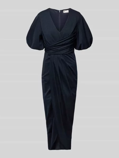 Sukienka koktajlowa z zakładką V By Vera Mont granatowa