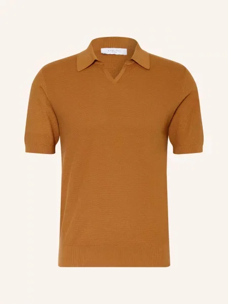 Boglioli Pletené Polo Tričko tmavě oranžová