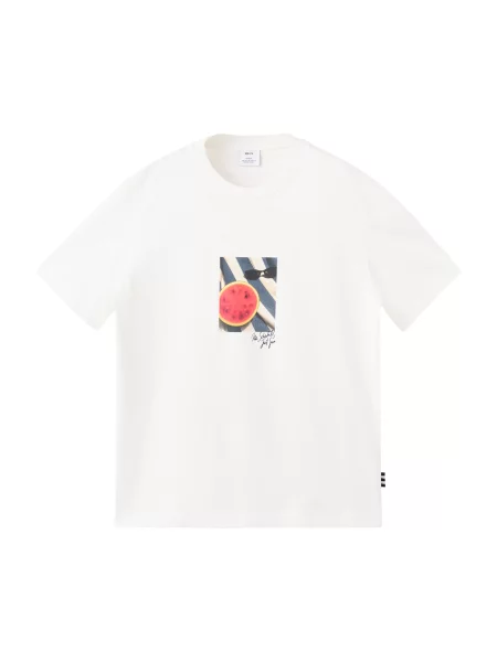 MANGO MAN Tricou SANDIA albastru porumbel / roșu pepene / negru alb