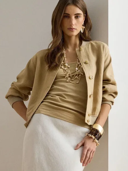 Lauren Ralph Lauren geacă aviator pentru femei din in bej