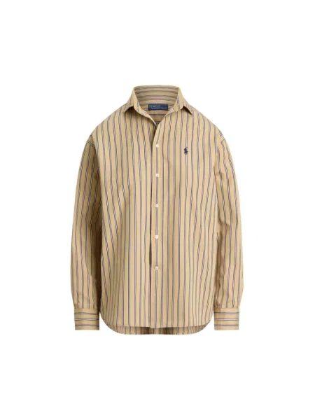 Koszula Ralph Lauren w paski z paskiem beżowa
