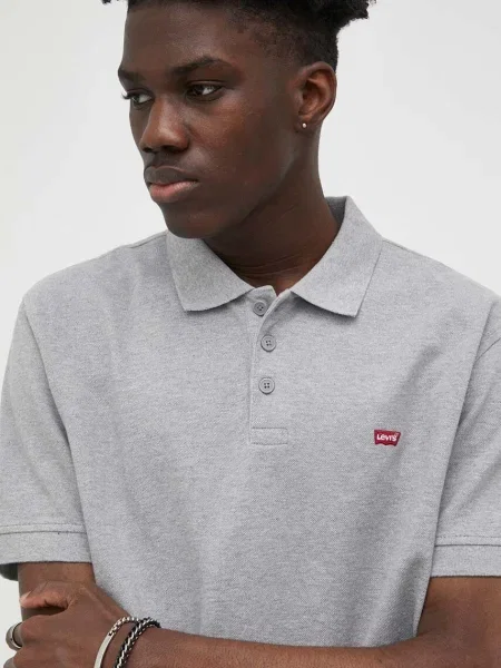 Koszulka polo z detalem z logo Levi's szara