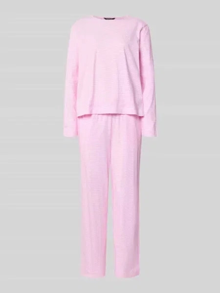 Piżama z czystej bawełny Lauren Ralph Lauren różowa