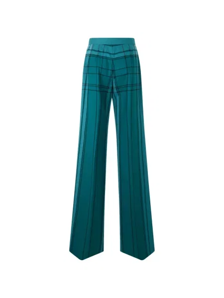 Pantaloni Alberta Ferretti în carouri verde