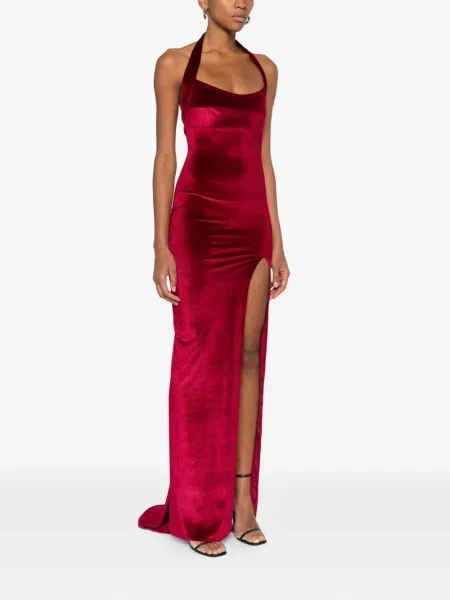 Βελούδινη μάξι φόρεμα Atu Body Couture με halter λαιμόκοψη κόκκινο