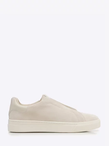 Sneakersy ze skóry zamszowej wsuwane beżowe