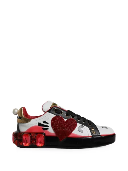 Sneakerși Dolce & Gabbana Portofino cu motiv cu inimi alb