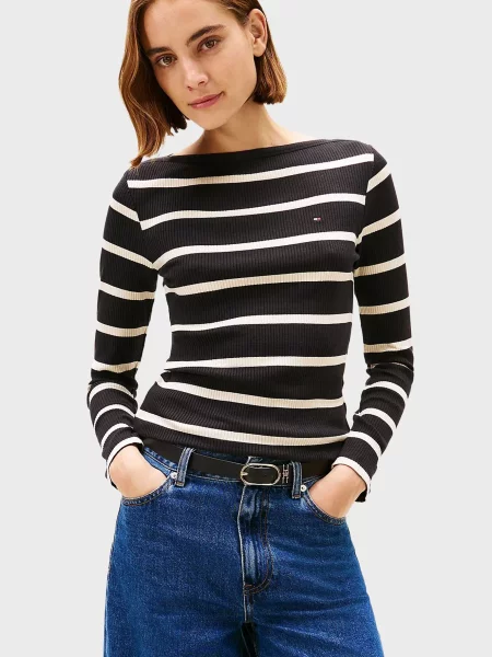 Смугастий лонгслів Tommy Hilfiger чорний