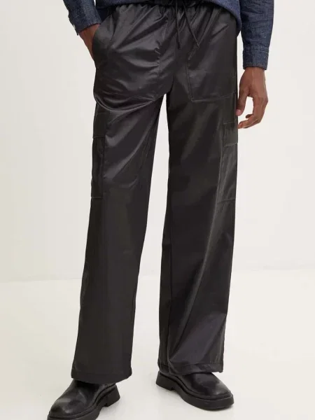 Rains spodnie Cargo Rain Pants Wide W3 szerokie high waist czarny