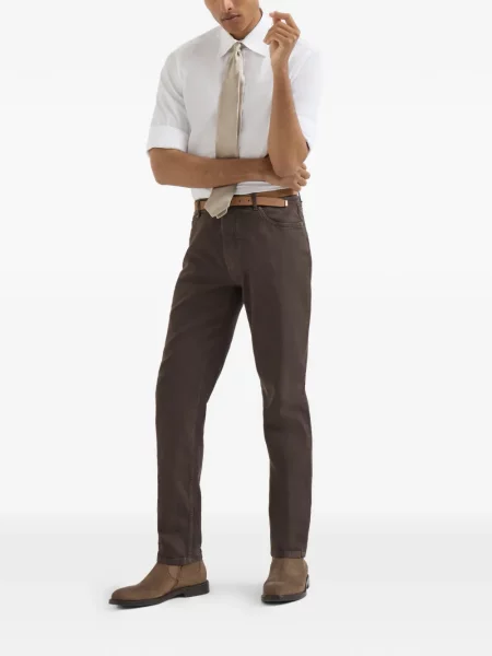 Ușor pantaloni Brunello Cucinelli cu 5 buzunare maro