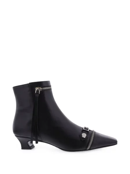 Cizme scurte Paris Punk din piele cu cataramă negru