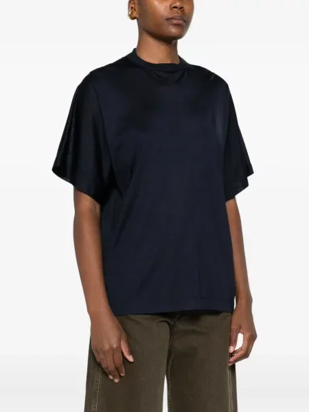 Krótki top Carven z okrągłym dekoltem niebieski