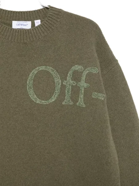Pulover Off-white cu broderie alb