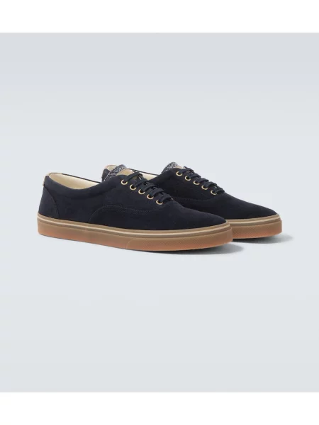 Sneakerși Brunello Cucinelli din piele de căprioară albastru