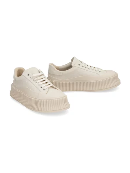 Sneakersy Jil Sander na platformie płócienne beżowe