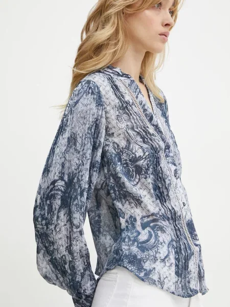 Риза Guess дамска със стандартна кройка синьо