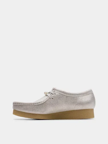 Кожаные ботинки Clarks серебряные