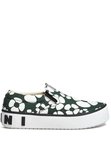 Sneakerși Marni cu model floral cu imagine slip-on verde