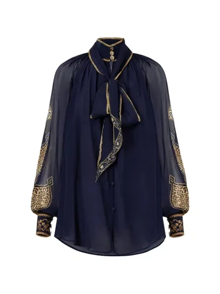 Bluză Camilla cu funde albastru