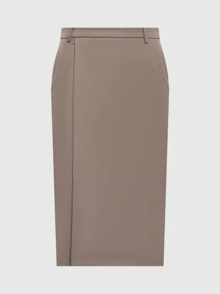 Спідниця міді кольору з вовни Jacob Lee хакі