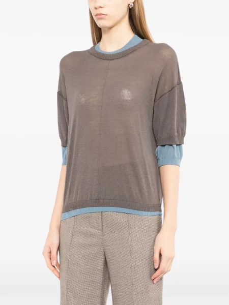 Kołnierzykowy top Cotemp brązowy