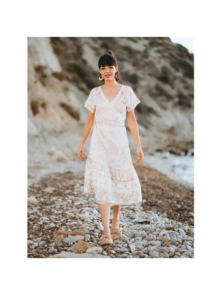 Oblekové maxi šaty Isla Bonita By Sigris po kolená béžová