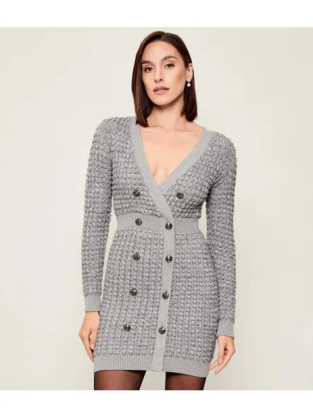 Elisabetta Franchi Rochie cu adaos de lână gri