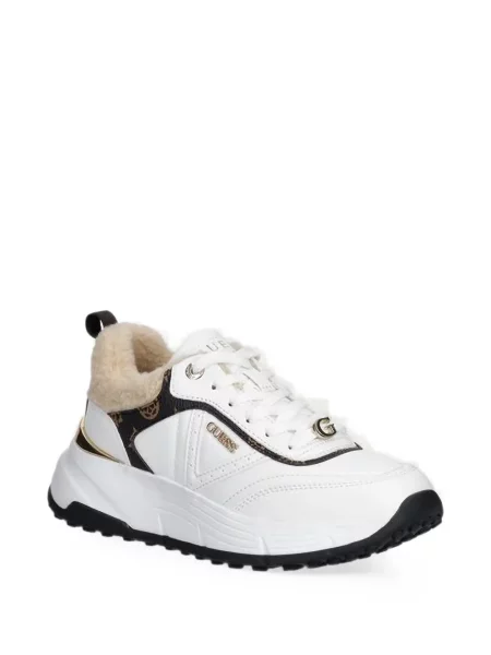 Sneakerși Guess cu imagine cu blană alb