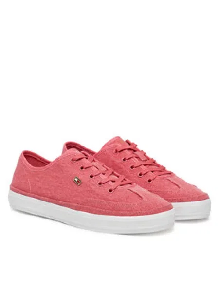 Tommy Hilfiger Sneakersy Washed Canvas Vulc Sneaker Růžová červené