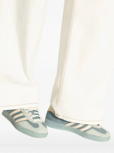 Top Adidas cu paiete cu dungi din jerseu albastru