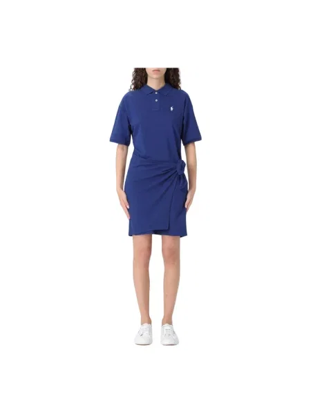 Sukienka polo z wiązanym detalem Polo Ralph Lauren niebieska