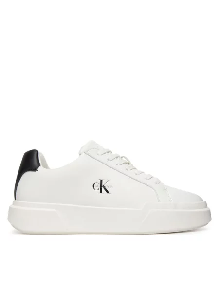 Calvin Klein Sneakersy Chunky Cupsole Laceup Lth Ml biela