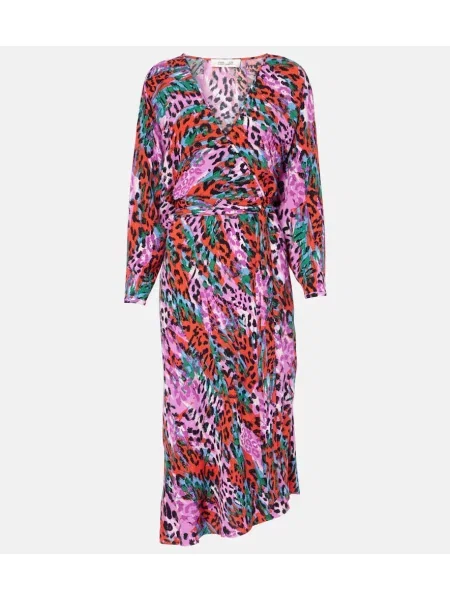 Midi obleka Diane Von Furstenberg s potiskom z leopardjim vzorcem