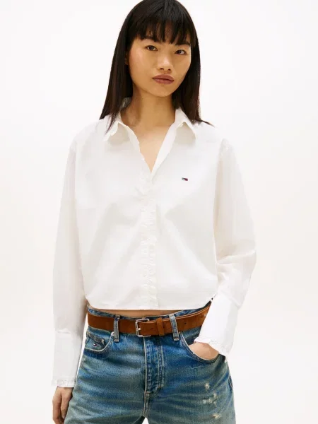 Tommy Jeans Bluzka Kobiety jednolity S biały