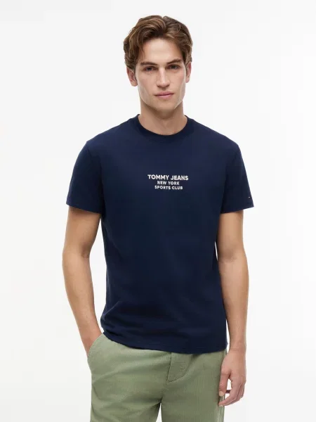 Tommy Jeans Majica SPORTS CLUB temno modra bela