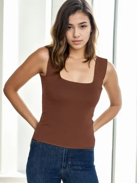 Bluză Dewberry fără mâneci maro
