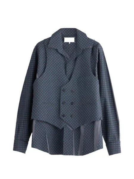 Cămașă Maison Margiela de mătase cu imagine cu imprimeu geometric albastru