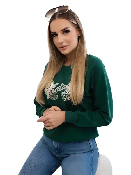 Tmavě mikina s potiskem zelená