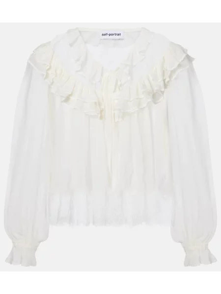 Bluză Self-portrait din dantelă alb