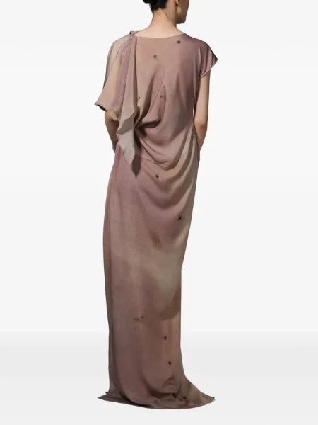 Rochie maxi Yangkehan de mătase drapată roz