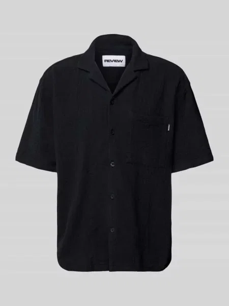 Koszula casualowa o kroju relaxed fit z rękawem o dł. Review czarna
