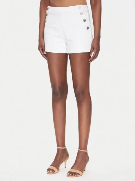 Morgan pantaloni scurti jeans femei neted high waist alb